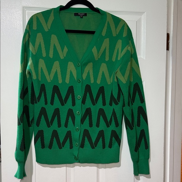 Milano Di Rouge Vibrant Green Cardigan with Black Accents - Picture 2 of 6